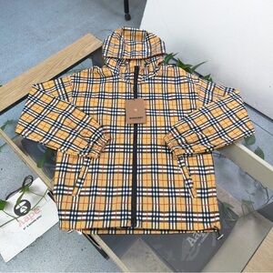 Burberry Yellow Plaid Hooded  Rain Jacket